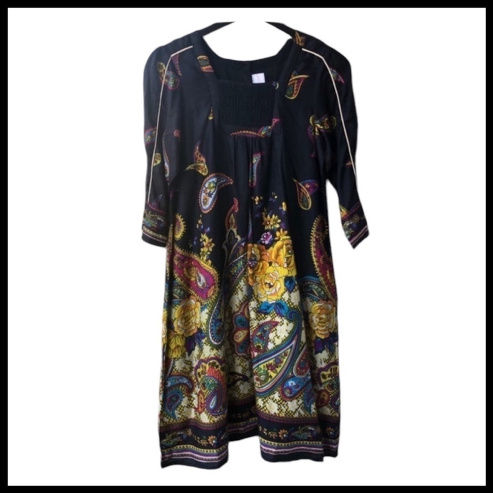 YO BABY Paisley Floral Dress in Black Multi